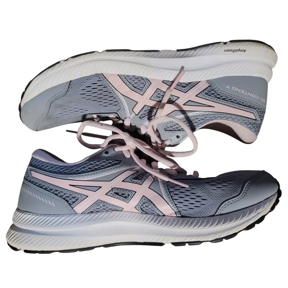 ASICS Gel-Contend 7 Womens Running Shoes Grey Pink 1012A911 Low‎ Top Sneakers